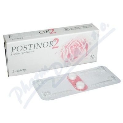 Postinor- 2 perorální tablety neobalená forma přípravku 2 x 0.75 mg