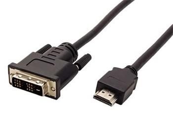 DVI kabel, DVI-D M/ HDMI M, 1m
