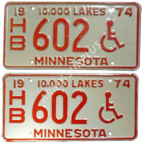 Poznávací značka na auto (License Plates) USA Minnesota 1974 vozíčkář