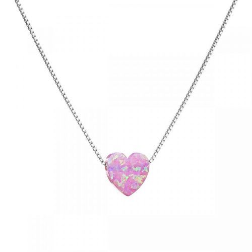 Evolution Group Stříbrný náhrdelník se syntetickým opálem růžové srdce 12048.3