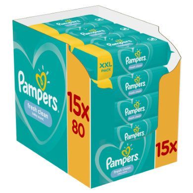 Pampers Fresh Clean Vlhčené ubrousky 15 balení = 1200 vlhčených ubrousků