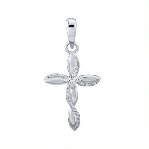 Stříbrný přívěsek křížek Darius se zirkony - FW3968