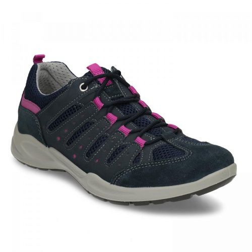 Modré dámské kožené tenisky v outdoor stylu