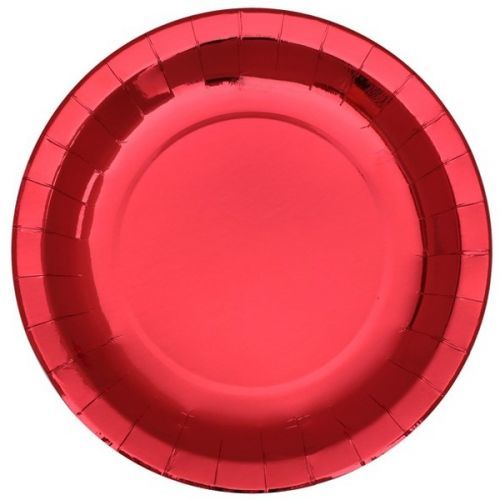 TALÍŘE papírové metalické červené 26cm 10ks