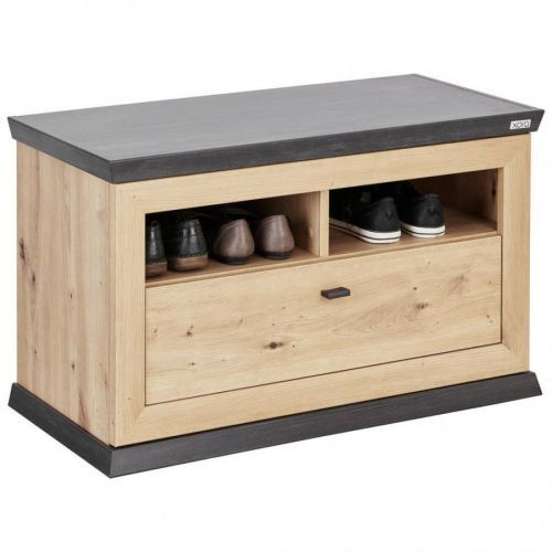Xora ŠATNÍ LAVICE, 85,2/50,5/38,5 cm - barvy dubu, tmavě šedá