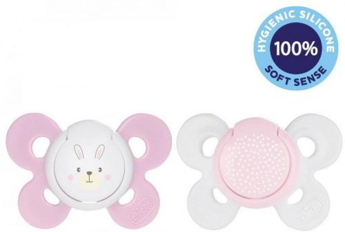 Chicco Šidítko Physio Comfort silikonové děvče - zajíček/tečky 2 ks, 0-6 m