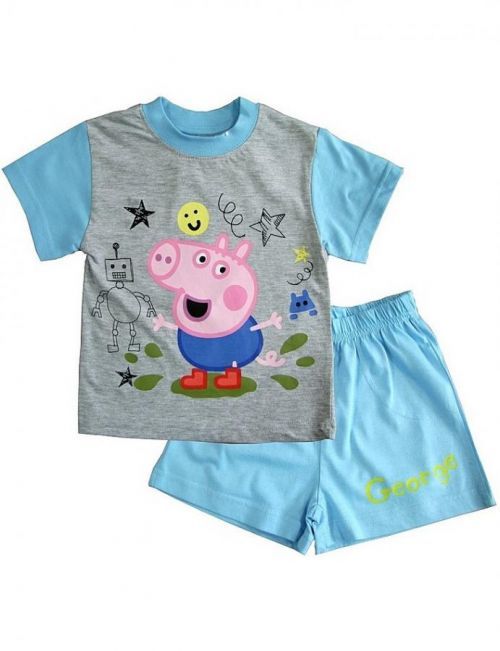 Světle modré krátké chlapecké pyžamo peppa pig