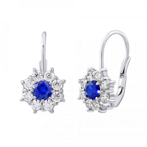 Stříbrné náušnice květinky s modrým zirkonem - SILVEGOB31572B
