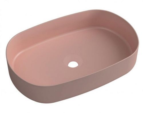 SAPHO INFINITY OVAL keramické umyvadlo na desku, 55x36 cm, růžová mat Salmon 10NF65055-2S