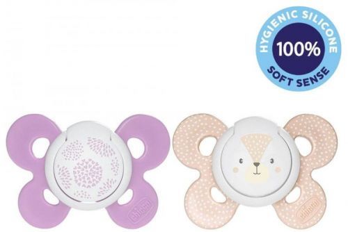 Chicco Šidítko Physio Comfort silikonové děvče - tečky/liška 2 ks, 6-16 m