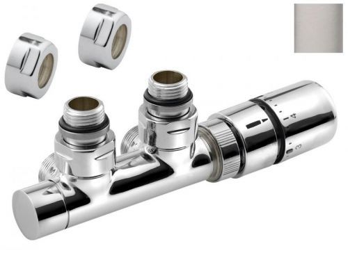 SAPHO TWIN připojovací sada ventilů termostatická pro středové připojení 50mm, provedení broušená nerez CP3520S