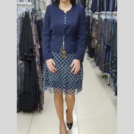 Dámské elegantní modré sako, Velikost 52, Barva Modrá L&S Fashion LS06