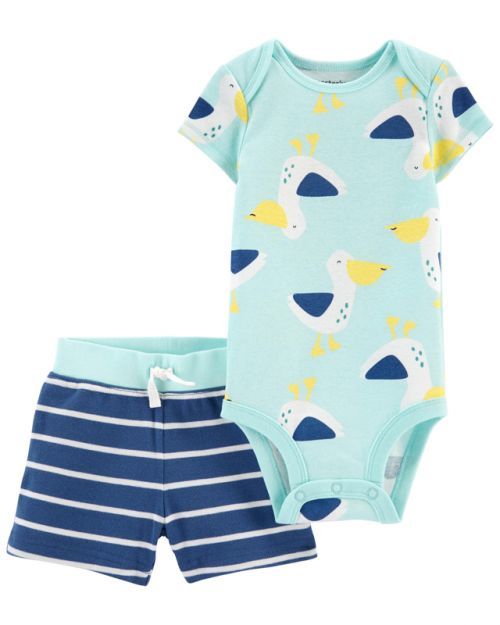 CARTER'S Set 2dílný body kr. rukáv, kalhoty kr. Blue Submarine chlapec 24 m, vel. 92