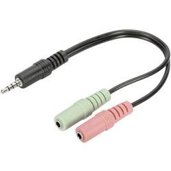 Adaptér headsetu jack 3,5 mm, 2x 3,5 mm jack (mic./slu.) stereo, na kabel Digitus AK-510301-002-S zelená, růžová, černá