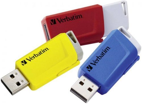 USB flash disk Verbatim V Store N CLICK 49306 , 16 GB, USB 3.2 Gen 1 (USB 3.0), žlutá, červená, modrá