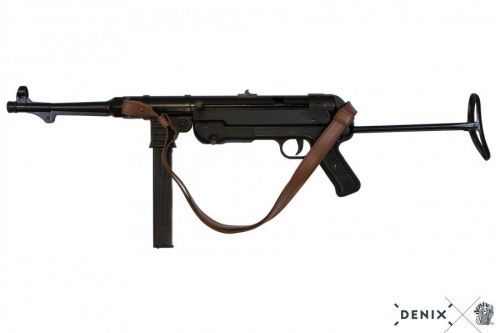 Samopal 9mm MP40 s koženým popruhem Německo WWII sklopná pažba