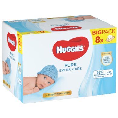 Huggies Dětské vlhčené ubrousky Pure Extra Care 8 x 56 ubrousků