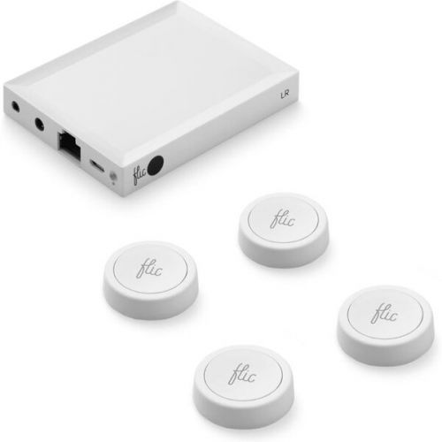 Flic 2 Starter Kit 4x chytré Bluetooth tlačítko Hub LR síťový adaptér nálepky