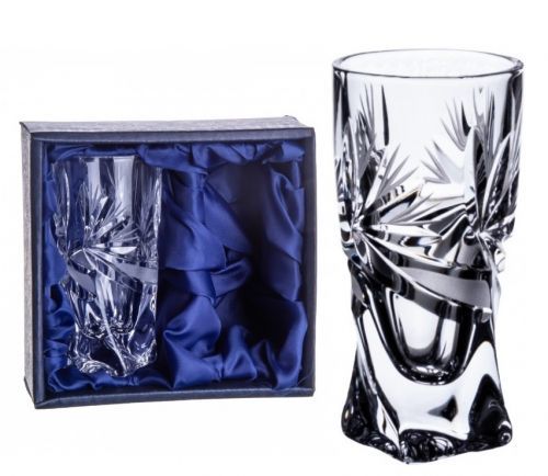 Onte Crystal Bohemia Crystal ručně broušené sklenice na destiláty Quadro Mašle 50 ml 2KS