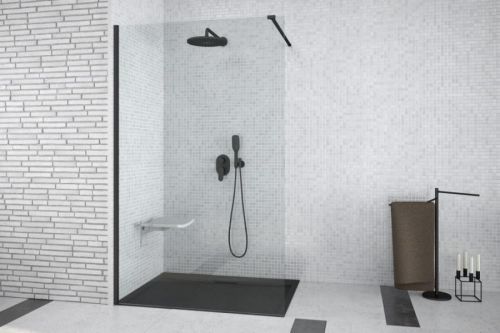 HOPA Walk-in sprchový kout AVEO BLACK Barva rámu zástěny Hliník černý, Pevná stěna Bez pevné stěny, Rozměr A 120 cm, Rozměr C 195 cm, Výplň Čiré bezpečnostní sklo 8 mm BCAVEO120BL