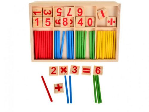 Dřevěné počítací tyčinky a čísla - Montessori