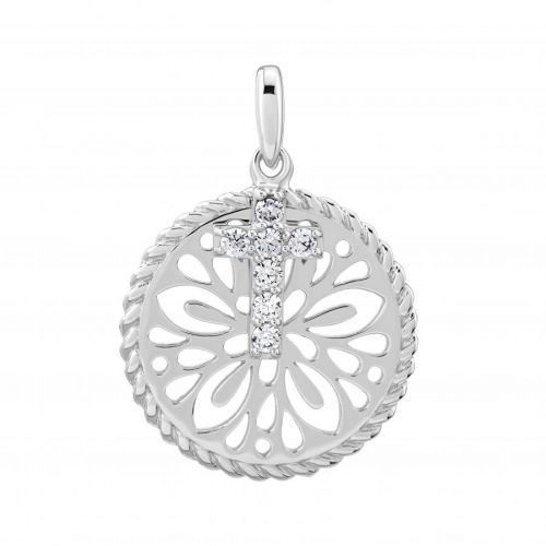 Stříbrný přívěsek Arba s křížkem a zirkony - FW6944