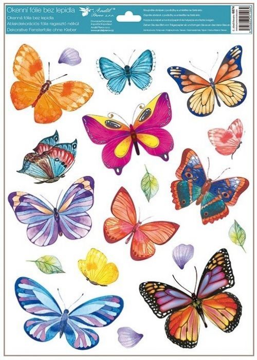 Anděl Okenní fólie - Barevní motýli - 42 x 30 cm - 6874