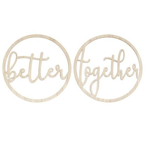 DEKORAČNÍ nápis dřevěný na svatební židle Better together 35cm 2ks