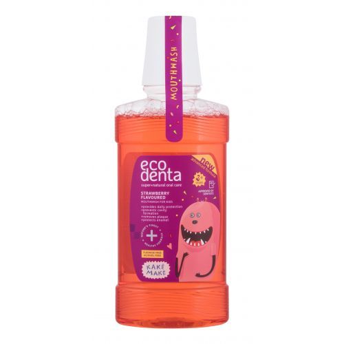 Ecodenta Super+Natural Oral Care Strawberry 250 ml ústní voda s jahodovou příchutí pro děti