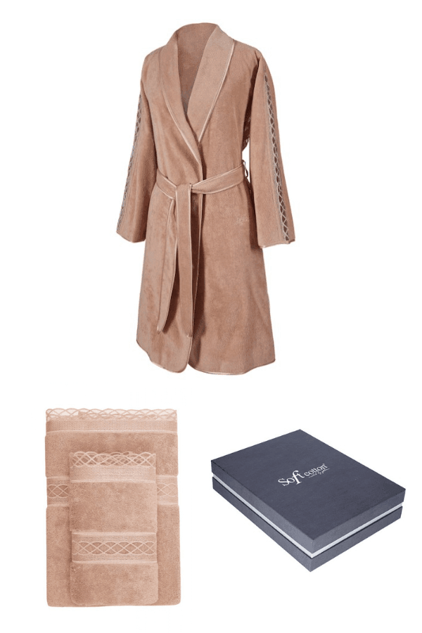 Soft Cotton Dárkové balení županu, ručníku a osušky MARINE LADY Bronzová S