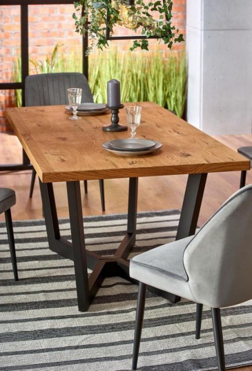 Rozkládací jídelní stůl MASSIVE dub světlý / černá Halmar