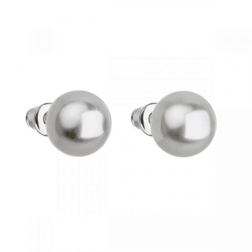 Evolution Group Náušnice bižuterie s perlou světle šedé kulaté 71070.3