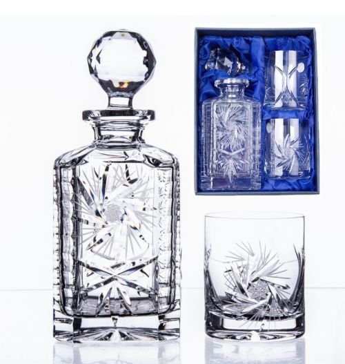 Onte Crystal Bohemia Crystal ručně broušený whisky set Větrník 1+2