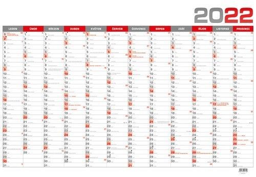 Baloušek Nástěnný kalendář - Roční - B1 - červený - BKA5-22