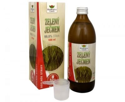 EkoMedica Czech Zelený ječmen - 99,8% šťáva ze zeleného ječmene 500 ml - SLEVA - BEZ KRABIČKY