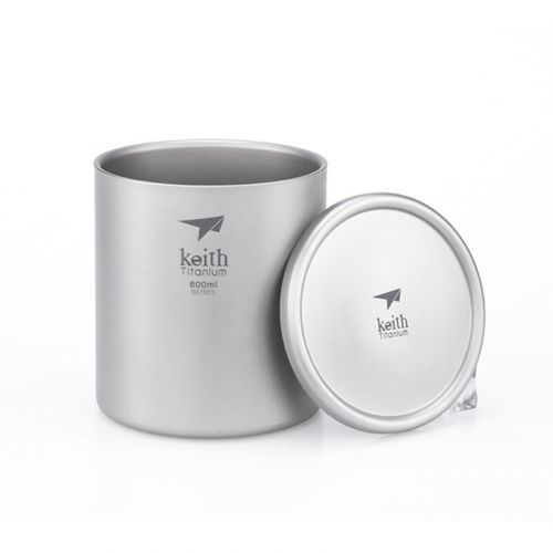 Titanový termohrnek s víčkem Keith® / 600 ml (Barva: Stříbrná)