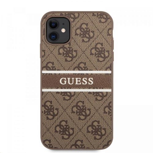 Ochranný kryt na iPhone 11 - Guess, 4G Stripe Brown GUHCN614GDBR