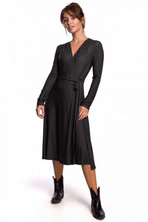 Dámské šaty B183 - BEwear - XL - Tm.zelena s černou