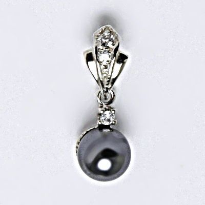 ČIŠTÍN s.r.o Stříbrný přívěšek s umělou šedočernou perlou 8 mm, šperk P 1207/1 šedá A 7895