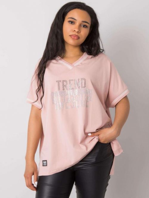 SVĚTLE RŮŽOVÉ TRIČKO S POTISKEM -RV-BZ-6496.32P-PINK Velikost: ONE SIZE