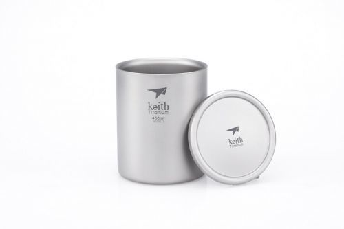 Titanový termohrnek s víčkem Keith® / 450 ml (Barva: Stříbrná)
