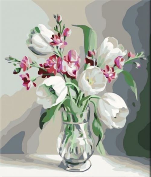 Zuty Malování podle čísel Bílé tulipány