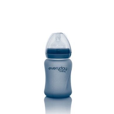 everyday Baby Dětská skleněná láhev Heathy+ s tepelným senzorem 150 ml v barvě borůvka