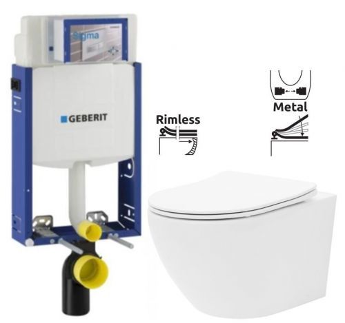 GEBERIT KOMBIFIX ECO, nádržka UP 320 bez ovládací desky + WC REA Carlo Flat Mini Rimless + SEDÁTKO 110.302.00.5 CF1