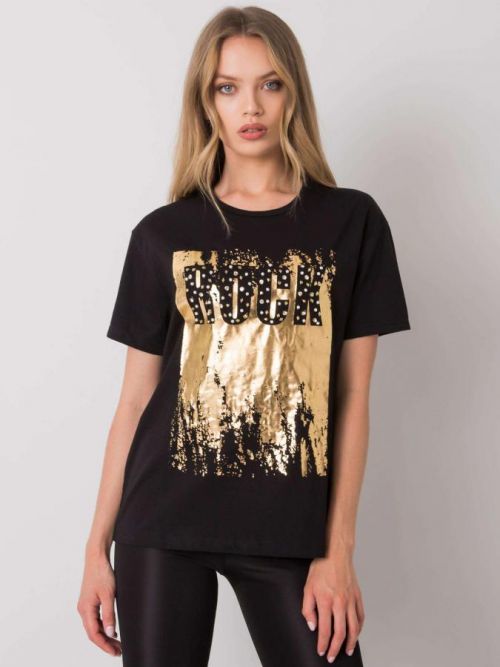 ČERNÉ DÁMSKÉ TRIČKO S POTISKEM ROCK HB-TS-3066.70-BLACK Velikost: S