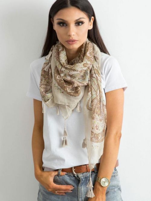 BÉŽOVÝ DÁMSKÝ ŠÁTEK S TŘÁSNĚMI AT-CH-ENEC-72.31P-BEIGE Velikost: univerzální