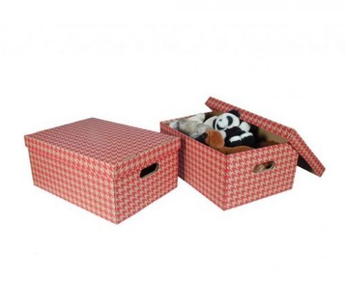 Krabice Emba úložná s víkem - červená / A3 / 44 x 32 x 20 cm