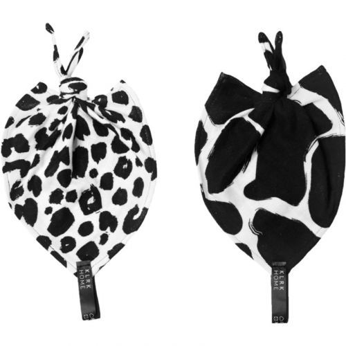 KLRK Home Wild B&W Leopard&Giraffe mazlicí dečka s uzlem 26x26 cm 2 ks