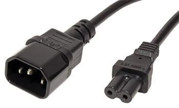 Kabel síťový prodlužovací 2pinový, IEC320 C14-C7, 1m, černý