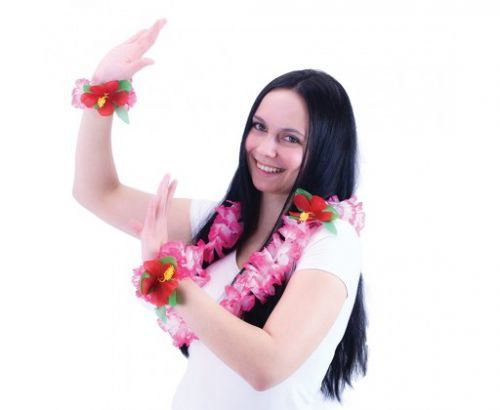 Sada Hawaii růžová - náhrdelník s náramky